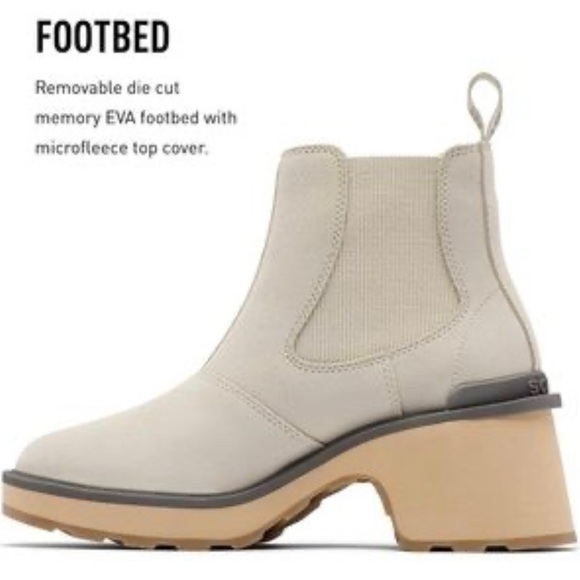 New!! Sorel Women’s Hi-Line Chelsea Boot Size 9.5 Chalk, Ceramic - Picture 6 of 11